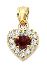 fine gold cubic zirconia heart January birthstone baby charm